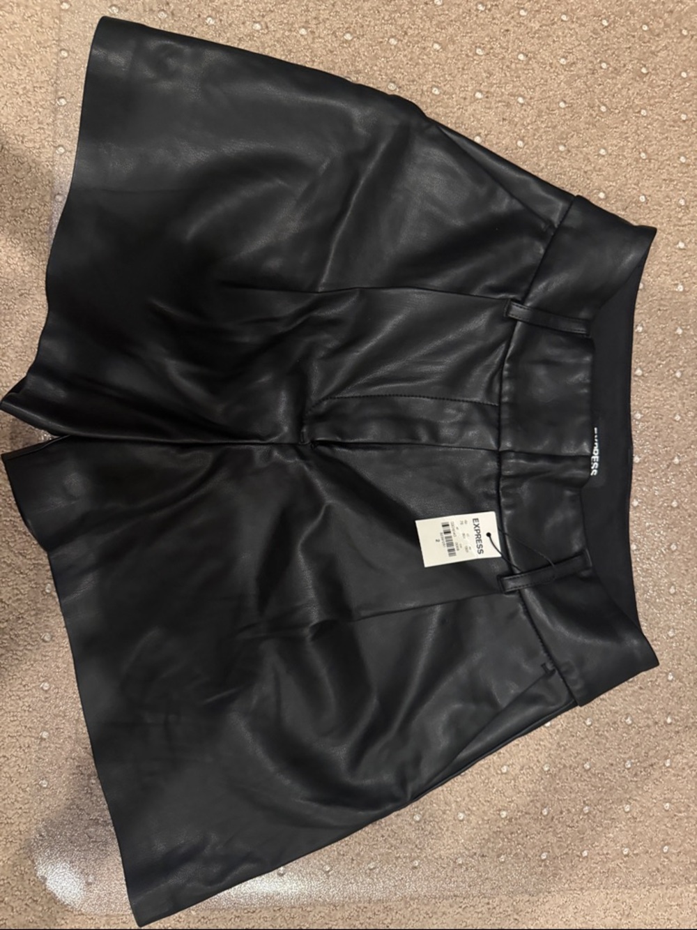 Express Black Faux Leather High-Waist Shorts size 2